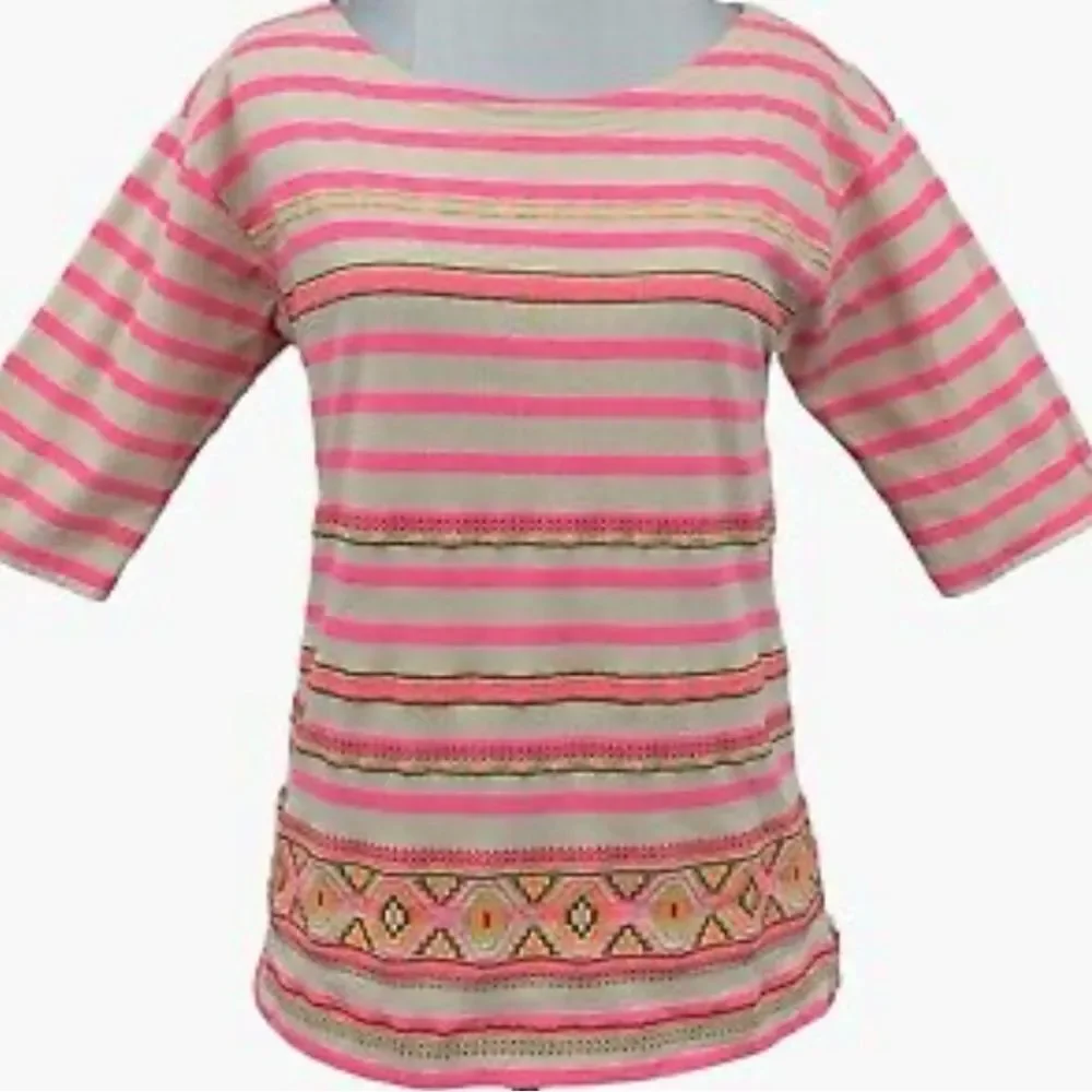 J. Crew Pink Boxy 3/4 Sleeve Blouse